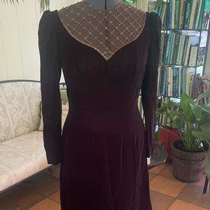 BEAUTIFUL Velvet Brown Beaded Evening Dress